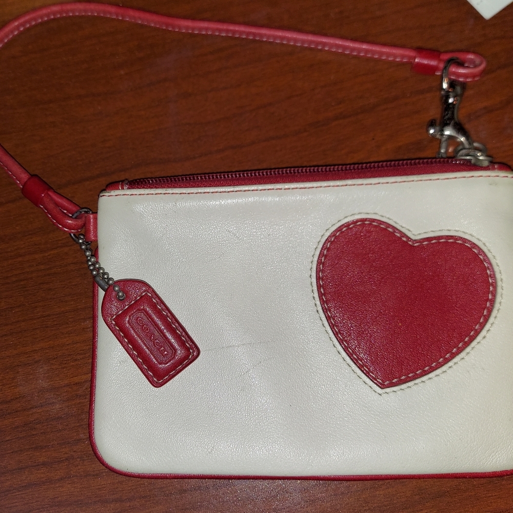 Coach white wristlet